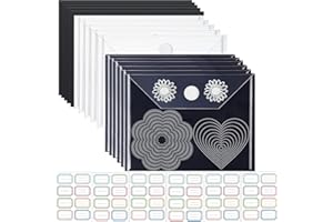 OTCRAFT 20 Feuilles Lot de10 Feuilles magnétiques en Caoutchouc de 0,5 mm d'épaisseur avec10Pochettes de Rangement pour tampons Transparents, 48 étiquettes Autocollantes，Organiseur pour la Fabrication deCart