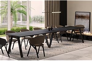 Endo-Moebel XXL Esstisch Lungo 130 cm - 405 cm erweiterbar Küchentisch bis 12 Personen Matt (Beton Dunkel)