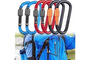 HIOSEYRE 6Pcs Aluminum Carabiner Clips - Heavy Duty Karabiner Keychain Hook D Ring Clip Locking Carabiner for Hiking, Camping, Outdoor, Fishing, Traveling