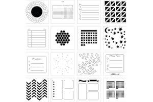 SUNNY STREAK Portable Planner Stencils - x16 Small Square Journal Stencils with Templates for Habit Trackers, Calendars, Checklists, Meal Plans - Journaling Supplies Kit & Planner Accessories for Bullet Journals