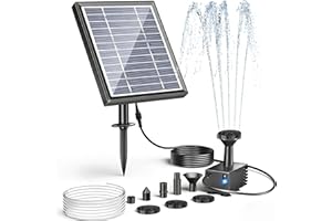 POPOSOAP Solar Water Pump For Bird Bath, 3W Outdoor Solar Water Fountain Kit with 4ft Tubing & 5 Nozzles, DIY Solar Powered W