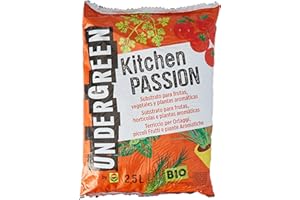 Undergreen Kitchen PASSION Terriccio per Ortaggi, Piccoli Frutti e Piante Aromatiche, Consentito in Agricoltura Biologica, 2,5 l