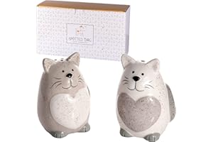 SPOTTED DOG GIFT COMPANY - Zestaw soli i pieprzu - Oryginalne solniczki i pieprz do gotowania w ceramice - zestaw 2 kota, projekt - prezent dla miłośników kotów i zwierząt