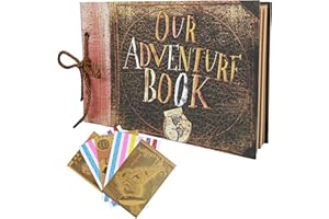 SIMDAO Our Adventure Book - Álbum de recortes de 80 páginas, álbum de fotos hecho a mano, álbum de recortes, álbum de fotos familiar, álbum de recortes, aniversario, libro de invitados de boda