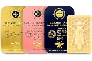 THE EDINBURGH NATURAL SKINCARE COMPANY LTD. Moisturising Solid Hand Cream Bars | For Dry & Sensitive Hands Queen Bee, Golden Rosewood, Luxury No.1 | Natural Hand Cream | Luxury Gift | Cruelty Free | Edinburgh Skincare Company