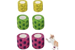 INOCEAN 6PCS Dog Bandage, Self-Adhesive Pet Wound Wrap,Non-Woven First Aid Tape for Dogs & Cats, Breathable Design for Paws, Legs, and Tail Injuries (2.5 Cmx 4.5 M, 5 Cmx4.5 M, 7.5 Cmx4.5 M Each)