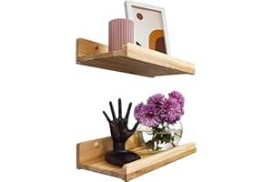 ‎WOOD WEDGE Handgearbeitet 2er-Set Schwebende Wandregal, Rustikale Holzregale mit Lippe, Kinderbücherregale, Bild & Fotoregal für Schlafzimmer, Wohnzimmer, Badezimmer, Küche, Büro (natürlich 30cm)