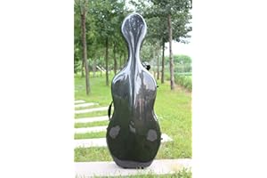 YINFENTE Étui rigide pour violoncelle 4/4 en fibre de carbone mixte, coque rigide, solide, légère, supporte une pression de 300 kg (noir)