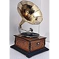 Taha Art Gramophone Record Player/Turntable Music Player YCAR - Black Wood And Brass - 78 RPM - Disc - Manual - Antique - Analog
