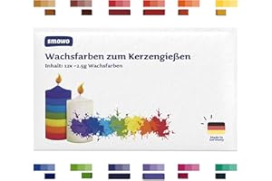 Smowo 12 colori di cera per candele fai da te – Set di colori per candele per colorare la cera – Prodotto in Germania