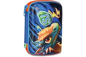 SJ GANG STYLE JAM GANG Astuccio Scuola Speed Pad + Dragon Glide, Blu, Portapenne Mono Scomparto con Plance Amovibili, Completo Di Penne, Matite, Colori, Accessori Zaino, Scuola Elementare, Bambino