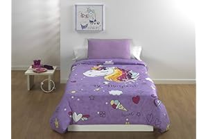 Sibiles - Juego Funda Nórdica Infantil Niñas Unicornio Mágico Rainbow Cama 90/105 de 180x240 cm