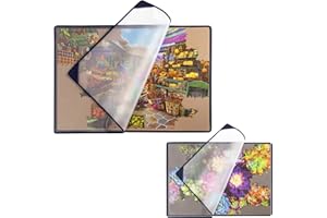 Tektalk Puzzle Board with Dustproof Cover for Storage Puzzle Saver, Non-Slip Surface (Khaki/Gray, Up to 1000 Pieces)