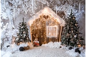 Fondo Fotografía de Navidad, Ci-Fotto 2x1,5m Telón Fotográficos Fondos de Casa de Madera de Copo de Nieve de árbol de Navidad, Fondo de Decoración de Fiesta en Casa, Fondos de Fotografía para Niños