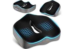 POOTACK Seat Cushions - Memory Foam Office Chair Cushion with Supportive Design, Non-Slip Car Seat Cushion Pad for Long Sitting, Gaming, Travel and Home Use