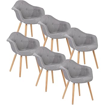 Gestell Aus Massivholz Dunkelgrau Bh87dgr 6 Woltu 6 X Esszimmerstuhle 6er Set Esszimmerstuhl Kuchenstuhl Polsterstuhl Design Stuhl Mit Armlehne Mit Sitzflache Aus Leinen