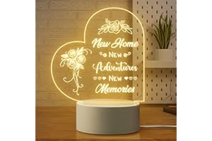 Pandasch New Home Gifts, House Warming Gifts for Friends Couple Family Engraved Night Light with Warming Words, Housewarming Gift, House Warming Presents New Home Owner Gift Ideas, First Home Gifts