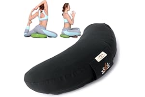 Sei Design Coussin de Yoga avec Rembourrage en Peau de Sarrasin, Coton Polyester, Noir, 46 x 25 x 10 cm