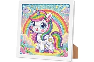 Arttoplus Diamond Painting Kinder Junge Mädchen mit Rahmen Einhorn,Diamond Painting Kinder ab 4 5 6 8 10 Jahre Einhorn,Tiere 5D Diamant Malerei Set zur Geschenk und Heimdekoration (18x18 cm)