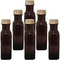 6 Petites Bouteilles En Verre Vert/marron 100 Ml – Avec Bouchons Métal & étiquettes, à Remplir !