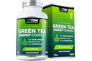 TDN High-Potency Green Tea Energy Complex - Energy-Boosting Blend with Matcha, Green Tea and Turmeric Plus B6 and B12 - UK Formulated