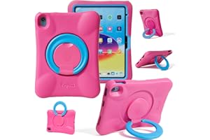 NLR FUN Estuche para Niños para iPad, Funda a Prueba de Golpes para iPad A16 de 11” (2025) / 10,9” de 10.ª Gen (2022), Funda Protectora Ligera de Cuerpo Completo con Asa/Soporte Plegable (Rosa+Azul)