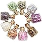 9 Stück Mini Glas Wunsch Flaschen, Heilung Reiki Edelstein Chip Stein Set, für DIY-Schmuck, Making Home Dekoration