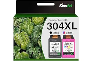 KINGJET 304XL Printer Ink 304 XL Ink Cartridges Combo Pack Replacement for HP 304 Ink Cartridges Black and Colour for HP Envy 5010 5020 5032 5030 5000 DeskJet 3760 3762 2600 2620 2630 2633 3720 3750