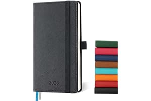 ‎IN-LUXPRO IN-LUXPRO Kalender 2026: Taschenkalender A6 Klein 16,4x9,6cm Buchkalender Terminplaner 2026 Wochenplaner Notizbuch,12-Monate(Jan.- Dez.) mit 100GSM Papier & Stiftschlaufe PU-Leder Schwarz