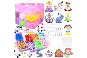 KIFHCMPR 10MM Large Fuse Beads Craft Kit with Storage Box,12 Colors XL Beads,Pegboards,Ironing Papers and Accessories.Arts and Crafts Set Toys Gifts for Boys & Girls Christmas Birthday.DIY Craft Gift for Kids