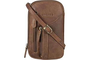 STILORD 'Lane' 3-in-1 Pochette Porta Cellulare Pelle Borsa Marsupio Borsello da Polso Vintage Portafoglio Borsa a Tracolla Piccola Crossbody Bag Vero Cuoio, Colore:marrone medio