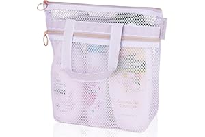 MEZOKUCEL Borsa da Doccia in Rete, Borsa da Doccia Pieghevole, Impermeabile Mare Multifunzione Borsa Da Appendere per Campeggio Articoli da Toeletta Vestiti Spa E Viaggi (Bianco)