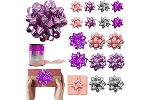 GKONGU Lazos Regalo Adhesivos, 17 Piezas Lazos Decoración para Envoltura de Regalos,Cintas 4 Colores, Decoración de Envoltura Bodas Cumpleaños