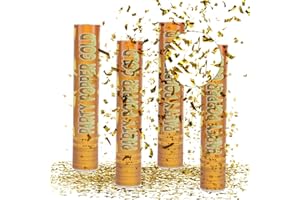 Confetti Cannon Gold, Fewlew 4pcs Party Poppers Gold, Confetti Cannons Wedding, Confetti Cannon Birthday, Party Poppers Confetti, Handheld Confetti Tube, Confetti Bomb, Party Confetti Cannon