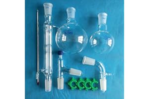 DONLAB Z0111 Glass Distilling Distillation Apparatus,24/40,500ml and 250ml Flask Chemistry Lab Glassware Kit