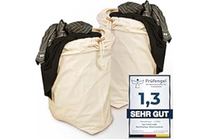 Naturstube® Wäschesack, 2er Set 50 x 70 cm - Strapazierfähige 45l Wäschebeutel Reise, 100% Baumwolle [Öko-Tex zertifiziert], 