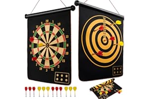 BATURU Cible de fléchettes magnétique pour Enfants avec 12 fléchettes sûres, Double Face, Cadeaux pour Enfants de 4, 5, 6, 7, 8, 9, 10, 11, 12 Ans, Jeu d'intérieur et d'extérieur