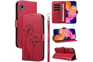 Bravoday Handyhülle für Samsung Galaxy A10 Hülle, Premium PU Lederhülle Klappbar Tasche Klapphülle mit Magnet Kartenfach Standfunktion Schutzhülle für Galaxy A10, Rot