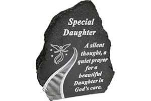 ONLINESTREET Black And White Stairway To Heaven Special Daughter Tribute Detail Rock Memorial Grave Plaque