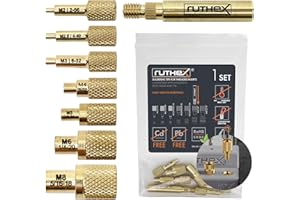 ruthex Lot de 7 pannes à souder - Pointes de fer à souder pour inserts filetés ruthex M2/M2.5/M3/M4/M5/M6/M8 - #2-56/ #4-40/ #6-32/ #8-32/ #10-24/1/4" avec adaptateur pour fer à souder 900 M/T18