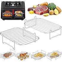 Airfryer Siliconen Liner voor Ninja Dual AF400UK & Tower T17088/T17100/T17102, 2 stuks opvouwbare en grote airfryer accessoires herbruikbare Air Fryer Liners voor Ninja 7.6-9.5L/Instant Vortex Dual