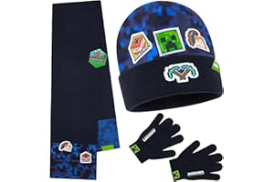 Minecraft Wintermütze Jungen, gefütterter Bucket Hat oder Beanie & Handschuhe, Geschenke für Gamer