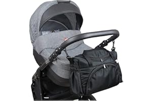 BABYLUX Pflegetasche WICKELTASCHE Kinderwagentasche Windeltasch für Kinderwagen (Schwarz)