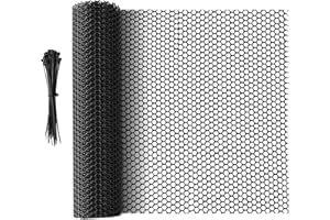 DNOIFNE 5 m × 40 cm Rollgitterzaun aus Kunststoff, Vielseitiger schwarzer Tiergitterzaun mit Netz, Zuschneidbar, langlebig als Baumschutz, Katzen-, Hunde- & Kaninchenbarriere sowie Pflanzenschutz