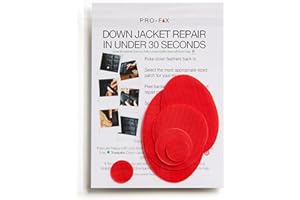DJR DOWN JACKET REPAIR PATCHES: Easy-to-Use, Pre-Cut, Self-Adhesive, Waterproof, Tear-Resistant Ripstop Nylon Fabric for Repairing Clothing, Sleeping Bags, Tents, Outdoor Gear – Red