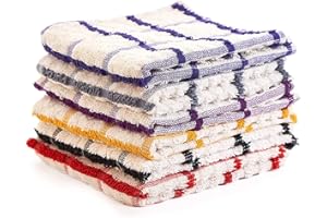 VISION TEXTILES Night Dreamz Terry Tea Towel Pack of 12- Soft, Super Absorbent and Lint Free Kitchen Towels- 100% Cotton Dish Cloth (50X80cm X Jumbo Check 12 Pack)