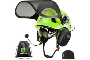 GREEN DEVIL Casque de Protection pour tronçonneuse, Casque de Protection forestière, Casque de sécurité avec Protection auditive et visière 3 en 1
