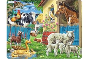 Larsen FH23 Les Animaux domestiques dans Une Ferme Confortable, Puzzle Cadre avec de 23 pièces