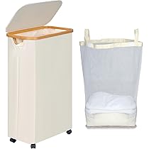 Goodpick Cesto Portabiancheria 75L Con Ruote, 2 Pezzi, Rosa - Con Sacchi Rimovibili E Telaio In Metallo
