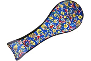 HeraCraft Hand Painted Spoon Rest Coaster - 24.5cm - Ottoman Tulip Patterned Stylish Kitchen On Top Counter Ceramic Spoon Holder - Best Birthday Housewarming Gift Idea
